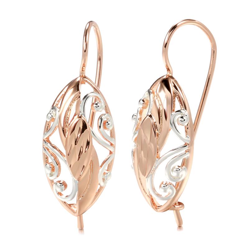 

Fashion Ethnic Bride Drop Earrings Rose Gold Simple Hollow Flower Earrings For Women Vintage Wedding Jewelry