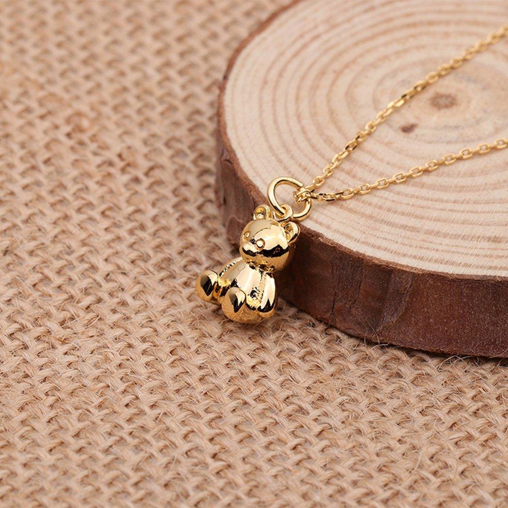 Chubby teddy bear silver necklace