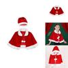 Xmas Red Velvet Santa Claus Hooded Cloak With Hat For Kids Adults