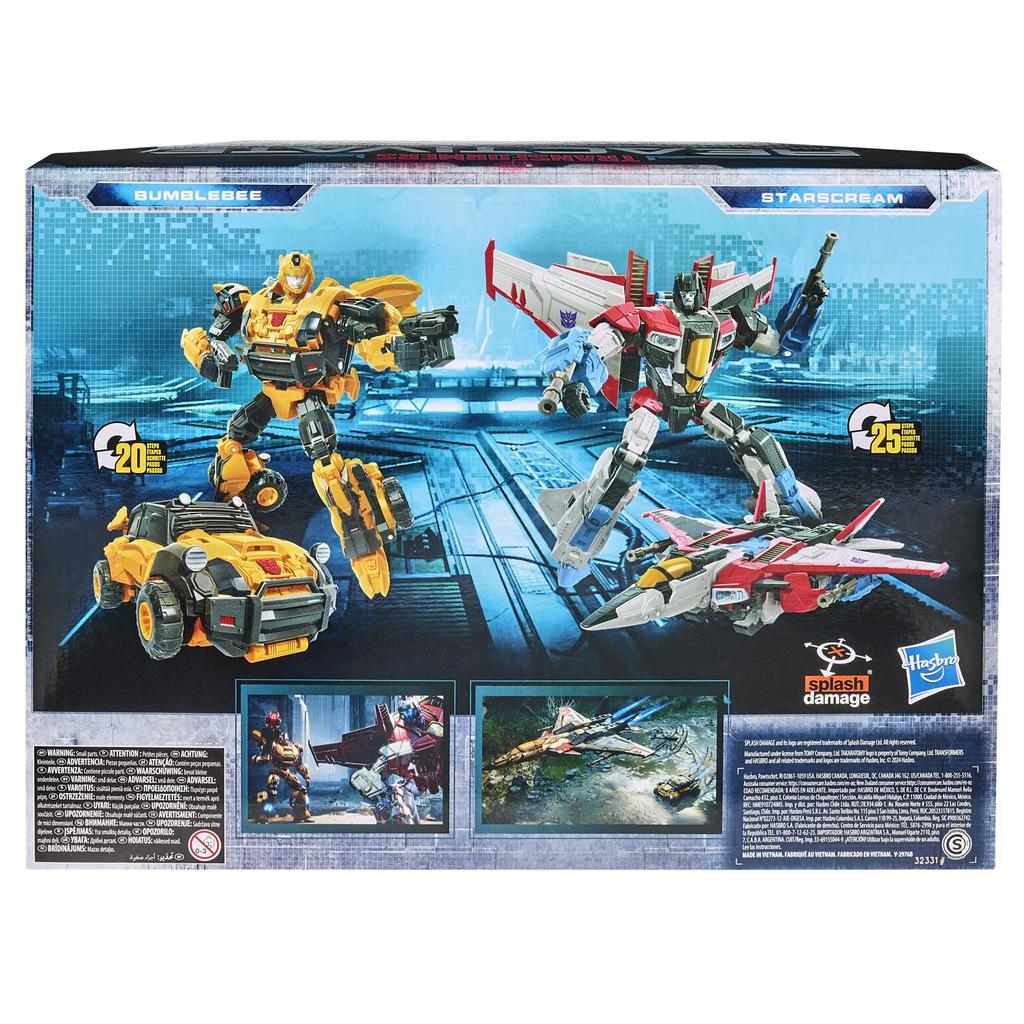 Transformers Reactivate Video Game-Inspired Bumblebee and Stark Stark 2-Pack 6.5-Inch Transforming Action Figures, Ages 8+, Medium, F0383