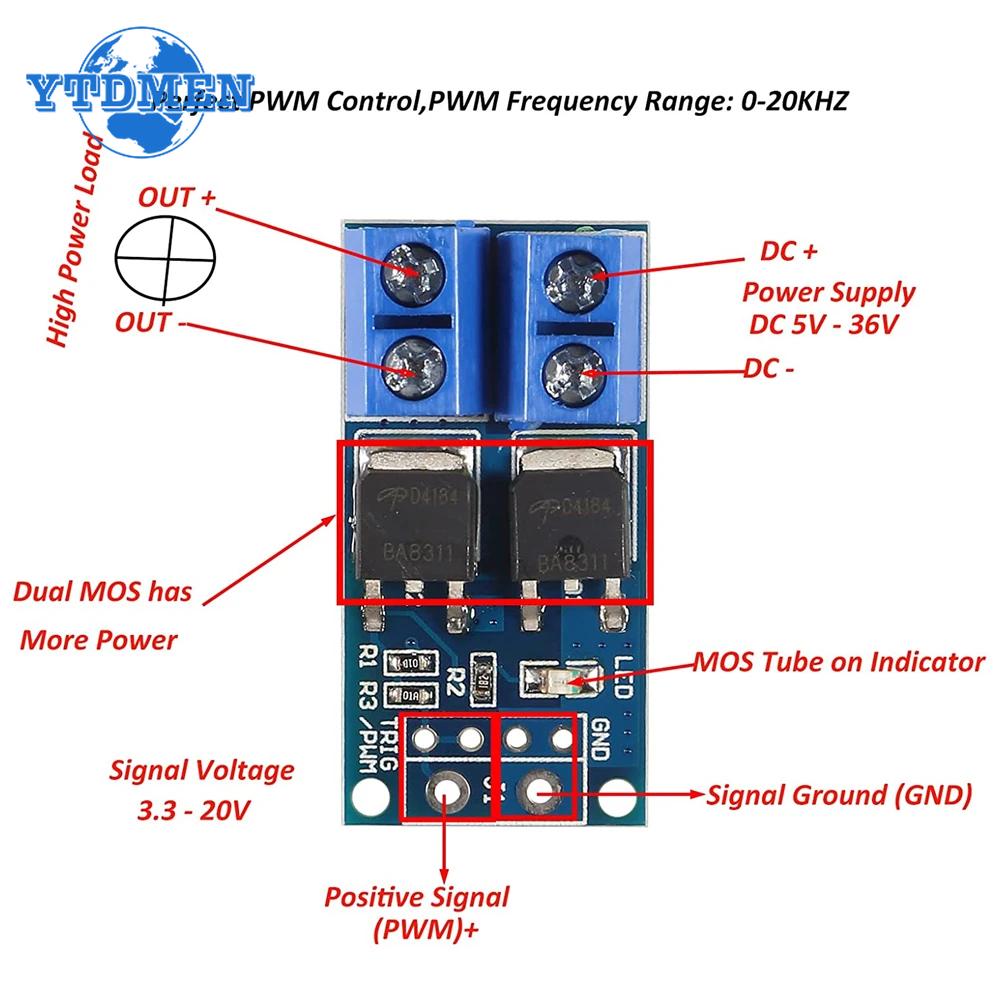 1-10pcs 15A 400W MOS FET Trigger Switch Drive Module PWM Regulator Control Panel DC 5V-36V for Arduino