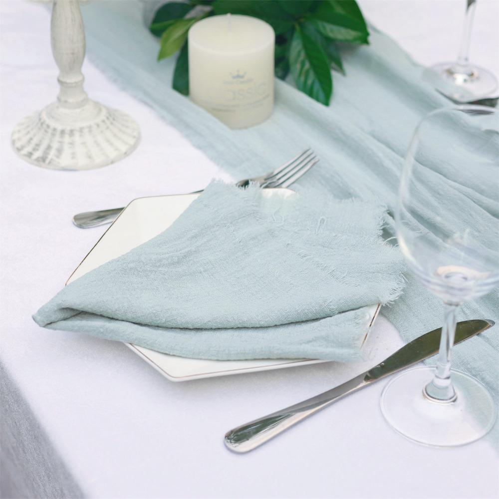 6PCS Rustic Style Burr Edge Cotton Napkin Retro Gauze Tea Towel Classic Raw Edge Cloth Napkin  Party
