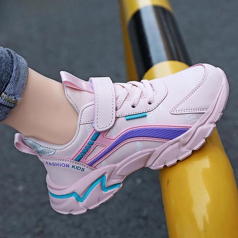 Çocuklar Rahat Pembe Kız Deri Ayakkabı Moda 7-15y Hafif Koşu Genç öğrencinin Çocuk Spor Kız Ayakkabısı NBGAGA
