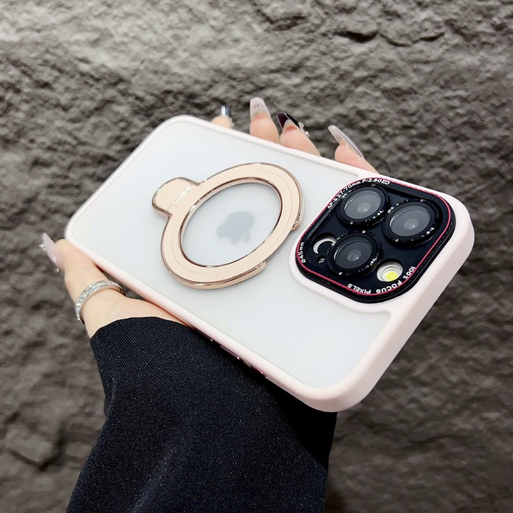 Applicable to Apple iPhone16ProMax mobile phone case, skin matte semi-transparent magnetic metal bracket 15 protective case