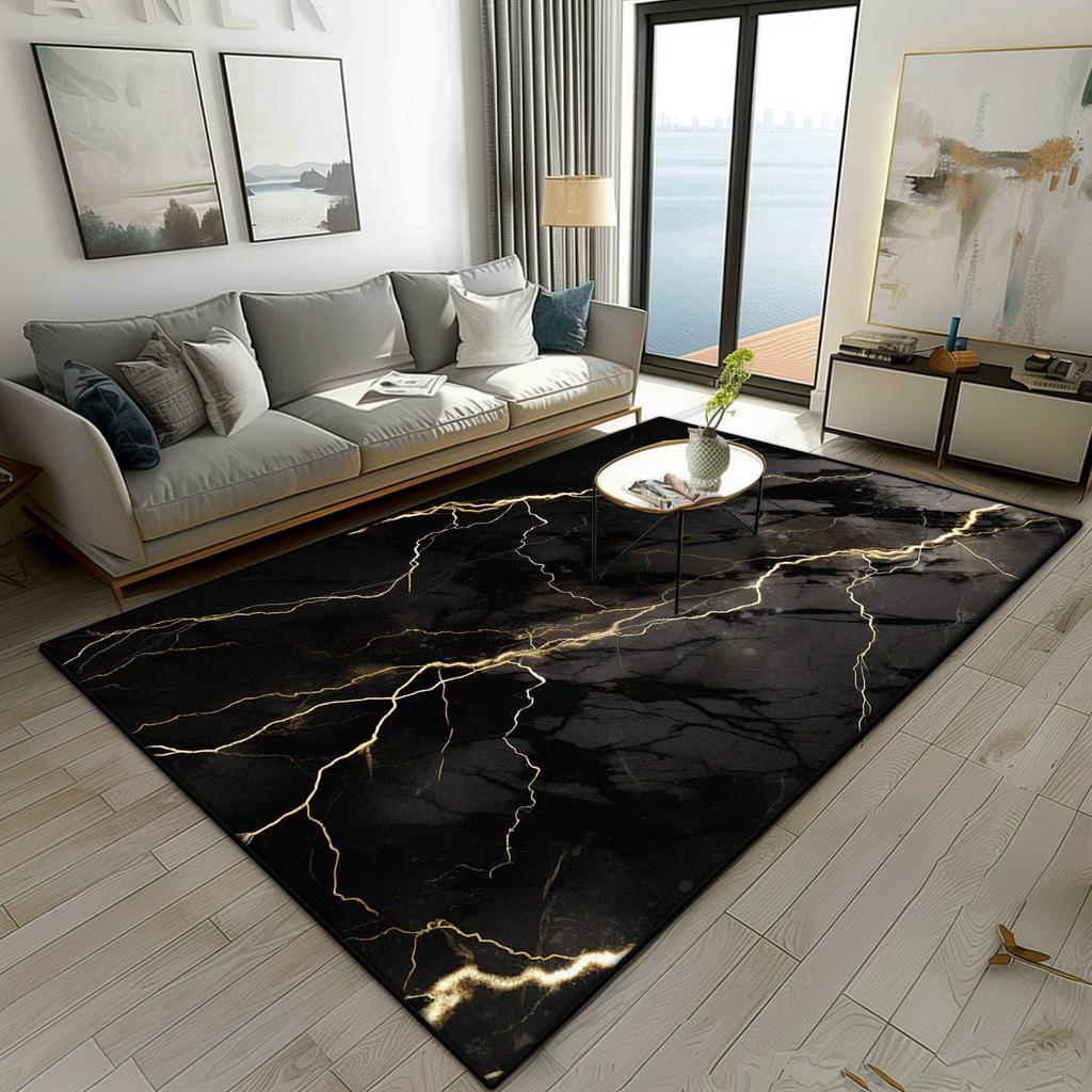 Modern Marble Style Living Room Carpet Luxury Decoration Bedroom Bedside Fluffy Soft Rug Easy Clean Sofa Tables Non-slip Mat