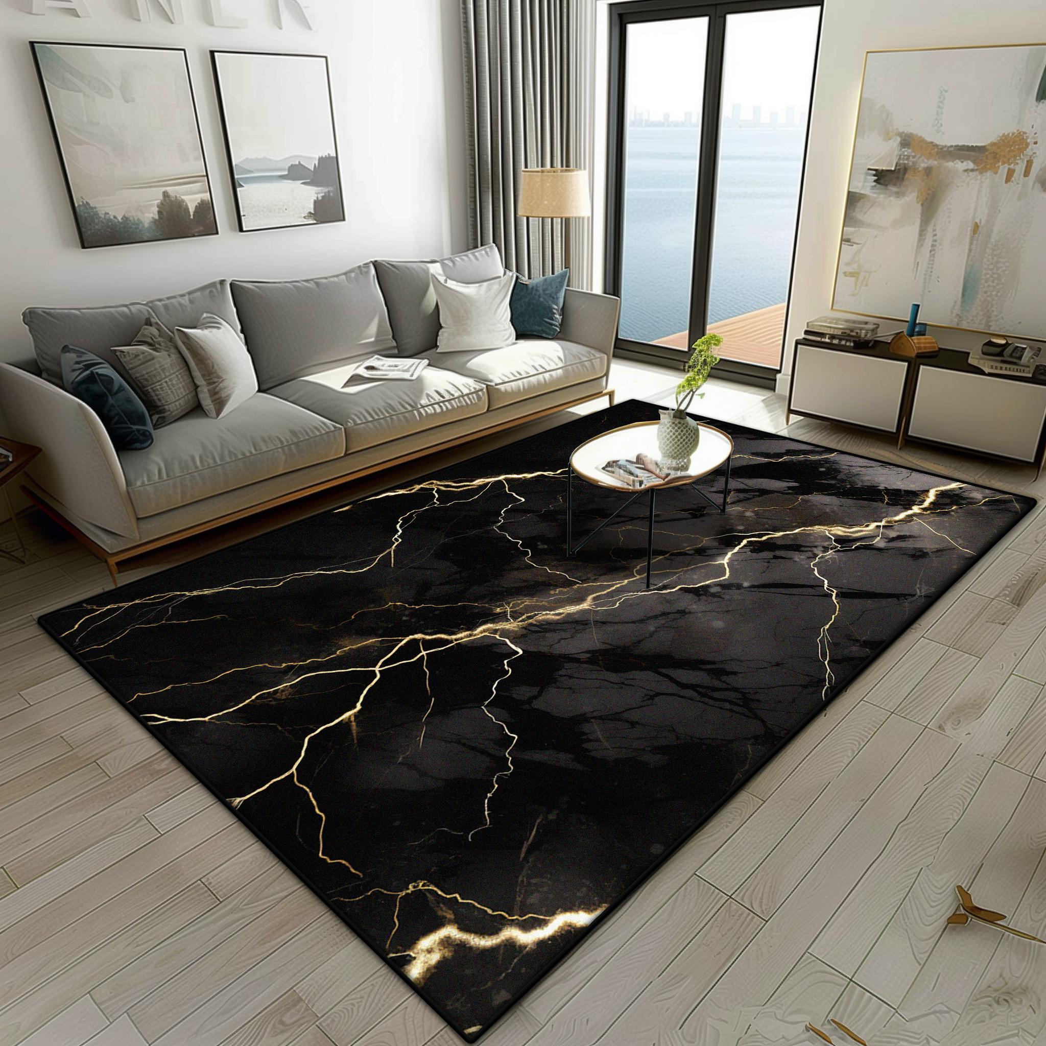 Modern Marmer Stijl Woonkamer Tapijt Luxe Decoratie Slaapkamer Bedzijde Pluizig Zacht Kleed Makkelijk Schoon Te Maken Banktafels Antislip Mat 100*200cm
