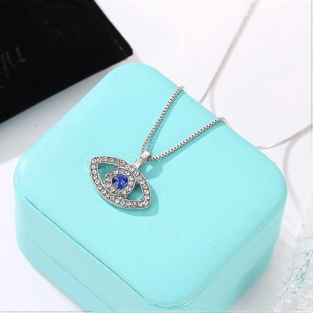 Evil Eye Pendant Necklace Thin Box Chain Italian Silver Necklace Long Chain Acsergery Gift