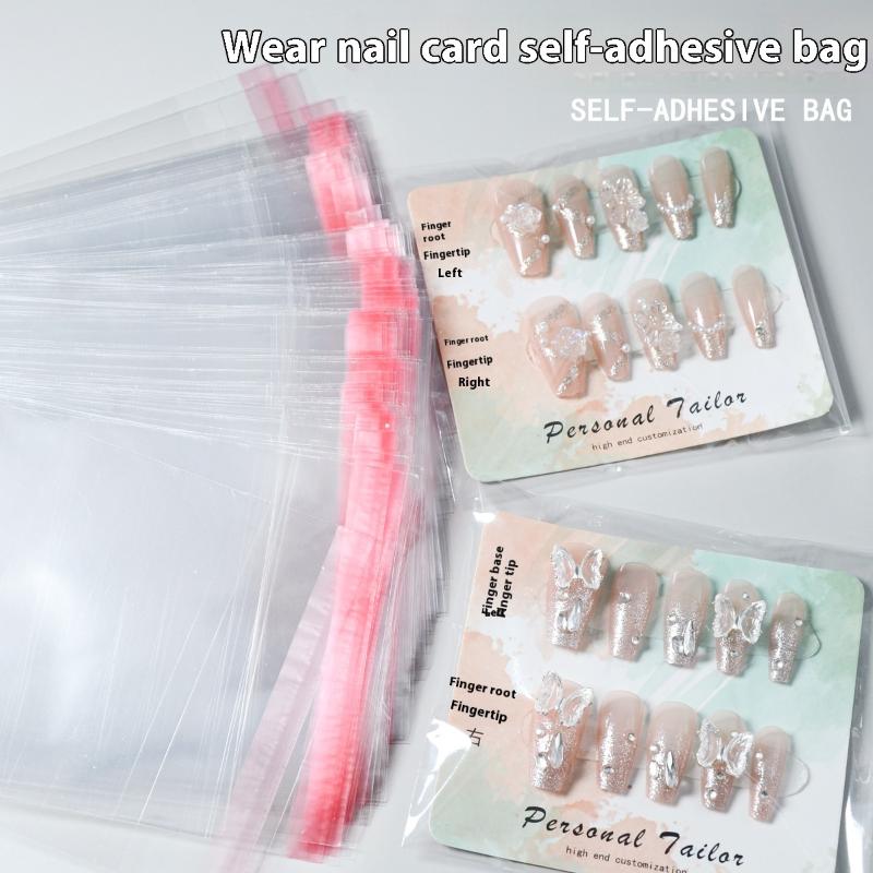 Press On Nail Bottom Cardboard Cards Packaging Bag Square Nail Art Display Photo Props Card False Nail Tips Manicure Tools