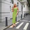 Women's Square Collar Cover Sleeve Tight Fishtail Super Long Dress for Women