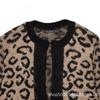 Womens 2026 Retro Animal Print Knit Cardigan Sweater Long Sleeve Round Neck Casual Streetwear