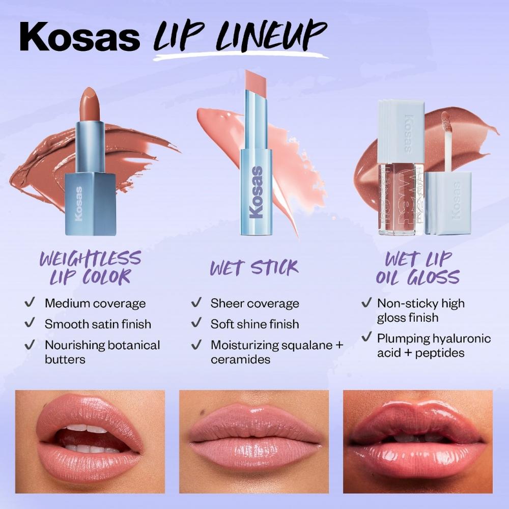 Kosas WeiGhtless Lip Color NourishinG Satin Lipstick 0.14 Oz   4 G hiGh Cut Warm Rosy Pink