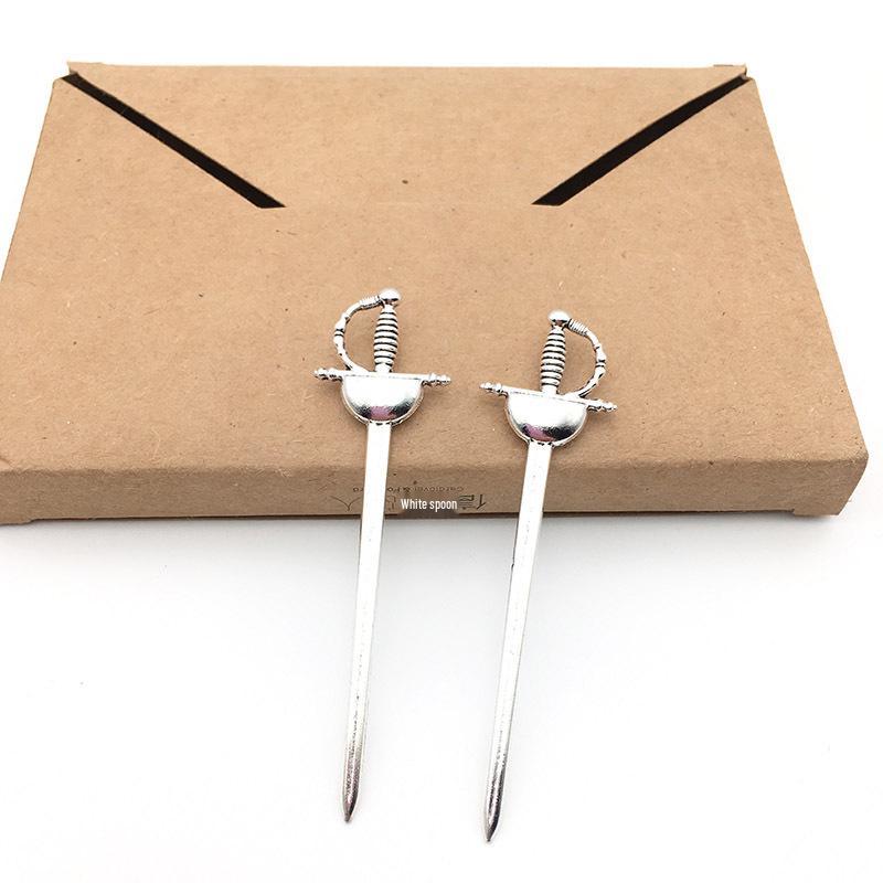 DIY Alloy Retro Tibetan Silver Sword Accessories - 6 Styles for Cosplay or Jewelry
