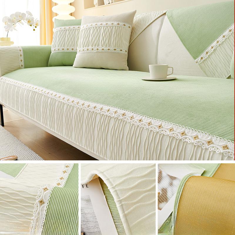 French Cream Style Sofa Cushion Four Seasons Universal Non-Slip Cushion Light Luxury Sofa Cover