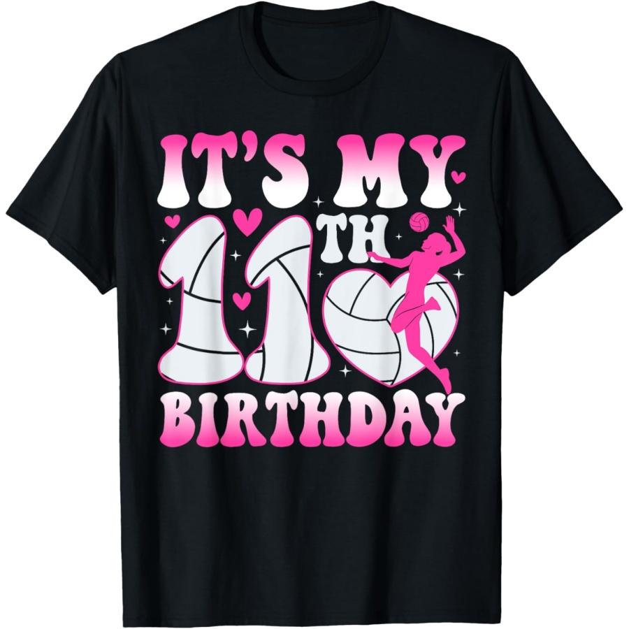 Это мой 11-й день рождения Волейбол 11-летняя Девочка Футболка на День Рождения(3) XXXXXL чёрный