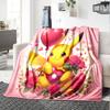 Pikachu'S Valentine Romance Flannel Blanket Super Soft Warm Cozy Blanket For Sofa Bed Office Travel Allseason Home Decor Gift