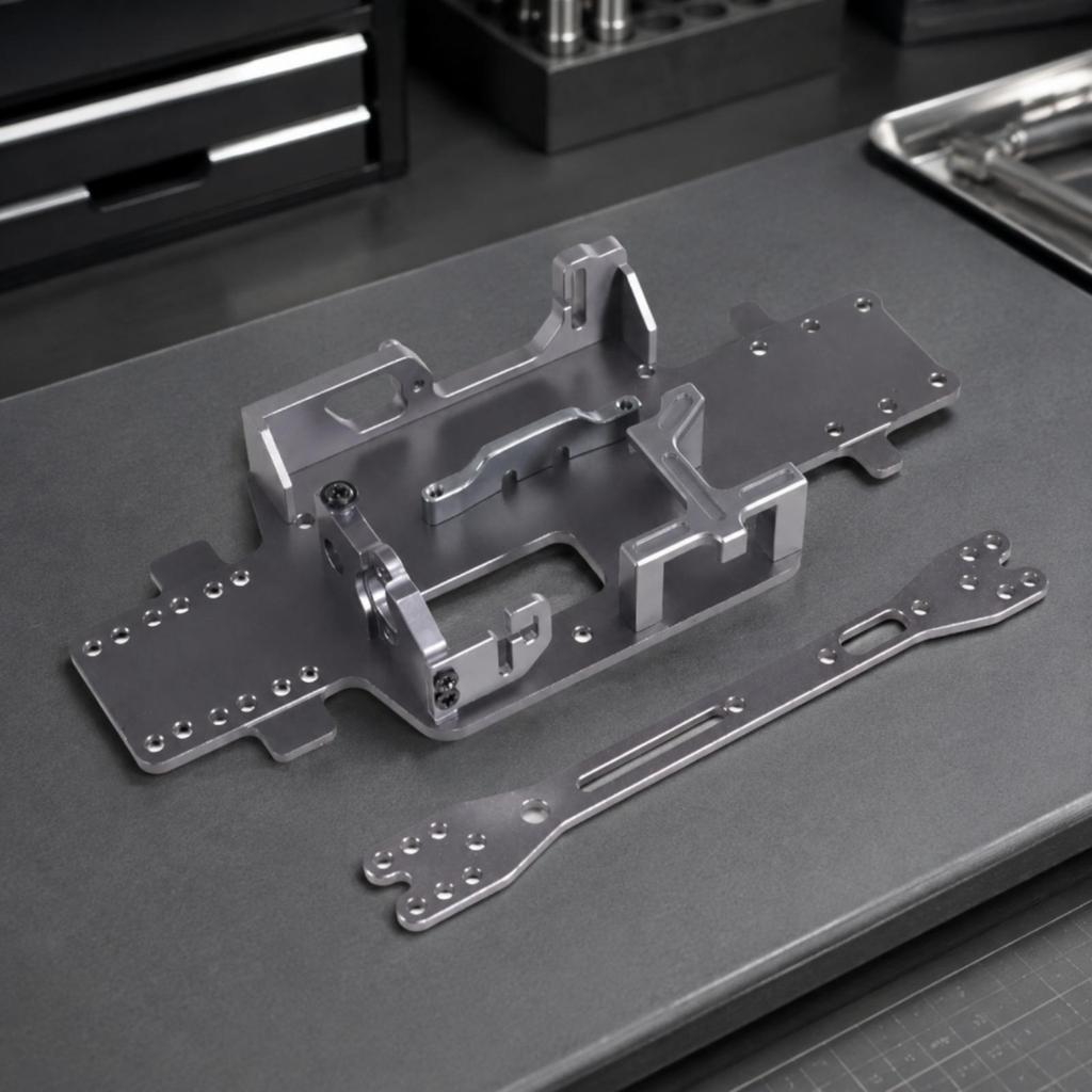RC Car Anodized 1/28 Aluminum Chassis Rigid