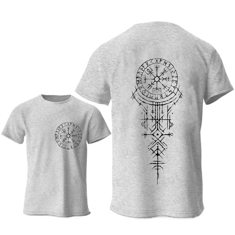 T-shirts de Voyage Amusants T-shirt Boussole Runique Viking Manches Courtes Tops Mode Décontractée Harajuku T-shirt en Coton Homme Femme T-shirt de Marque