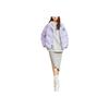 Anta Pattern Printed Zipper Thickened Warm Letter Solid Color Polo Collar Down Jacket Women Outerwear Fresh-Purple 162248903-4