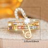 Cute Female White Rainbow Zircon Stone Gold Color Wedding Rings Promise Open Adjustable Engagement  For Women
