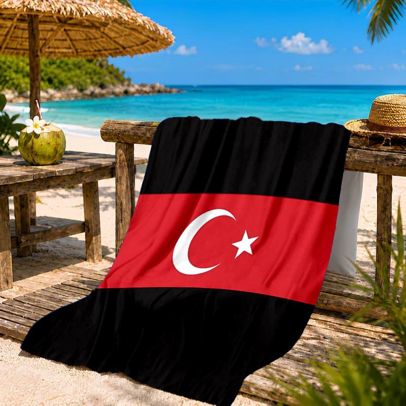 Turkish Flag Design Beach Towel, Quick-drying, Easy to Care for, Suitable for Both Fitness and Beach Vacations,Sports Essential