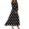 Damen Polka Dot Maxikleid mit langen Ärmeln, Elegantes V-Ausschnitt Fließendes A-Linien Freizeitpartykleid für Frühling Sommer