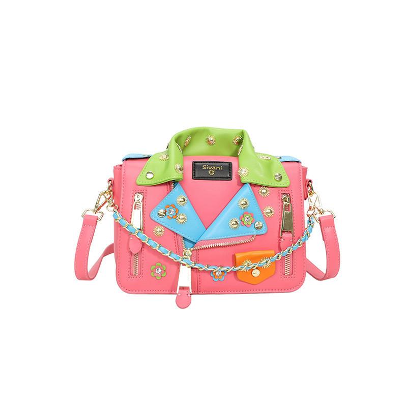 Sac à Bandoulière Chaîne en PU pour Femmes avec Détails Clous Style Urbain Utilisation Quotidienne