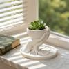Palm Shape Succulent Planter 3D Printed Shaped with Drainage Tray, Holding Natural Literary Style Tabletop Decor Mini Flower Pot, Small Desktop Plant