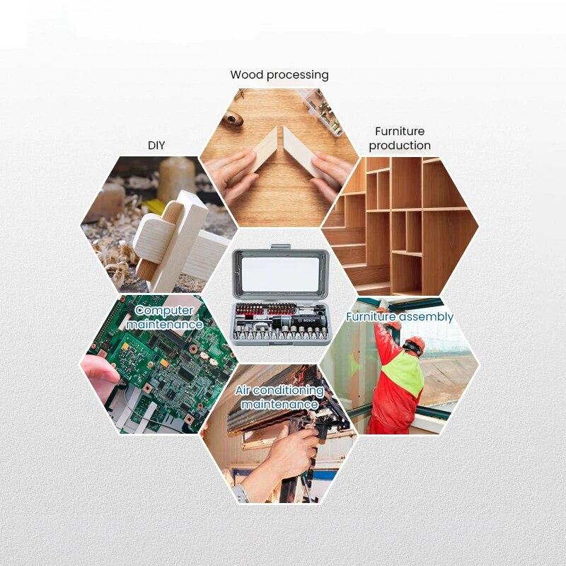 Bosch 46Pcs Ratchet Screwdriver Bits Kit 46 In 1 Small Impact Screw Driver Set with Case Repair Tools