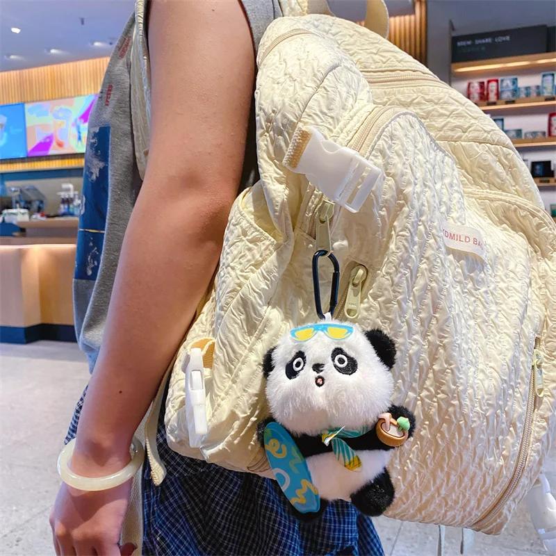 Cute Adorable Panda Skateboarding Capybara Plush Keychain Couple Keyring Bag Pendant