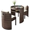 Outdoor Rattan Three-Piece Set: Balcony Chair and Terrace Tea Table