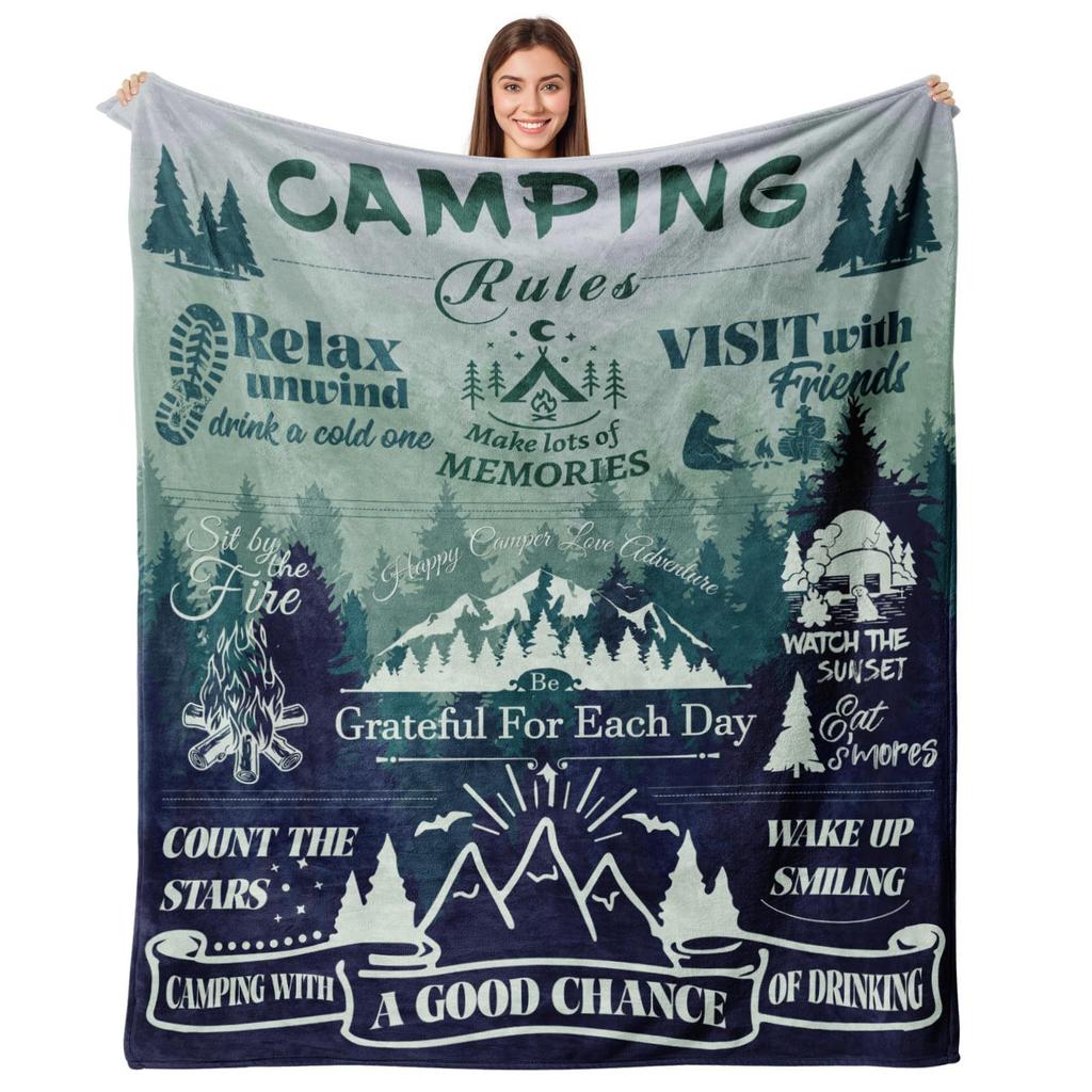 Camping Series Green Tree Printed Blanket Men'S And Women'S Four Seasons Available Soft Blanket Flannel Blanket