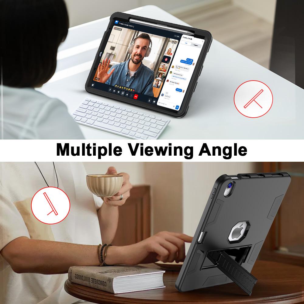 For iPad (2025)/iPad 10.9 (2022) Case Silicone+PC Kickstand Tablet Cover with Pencil Holder