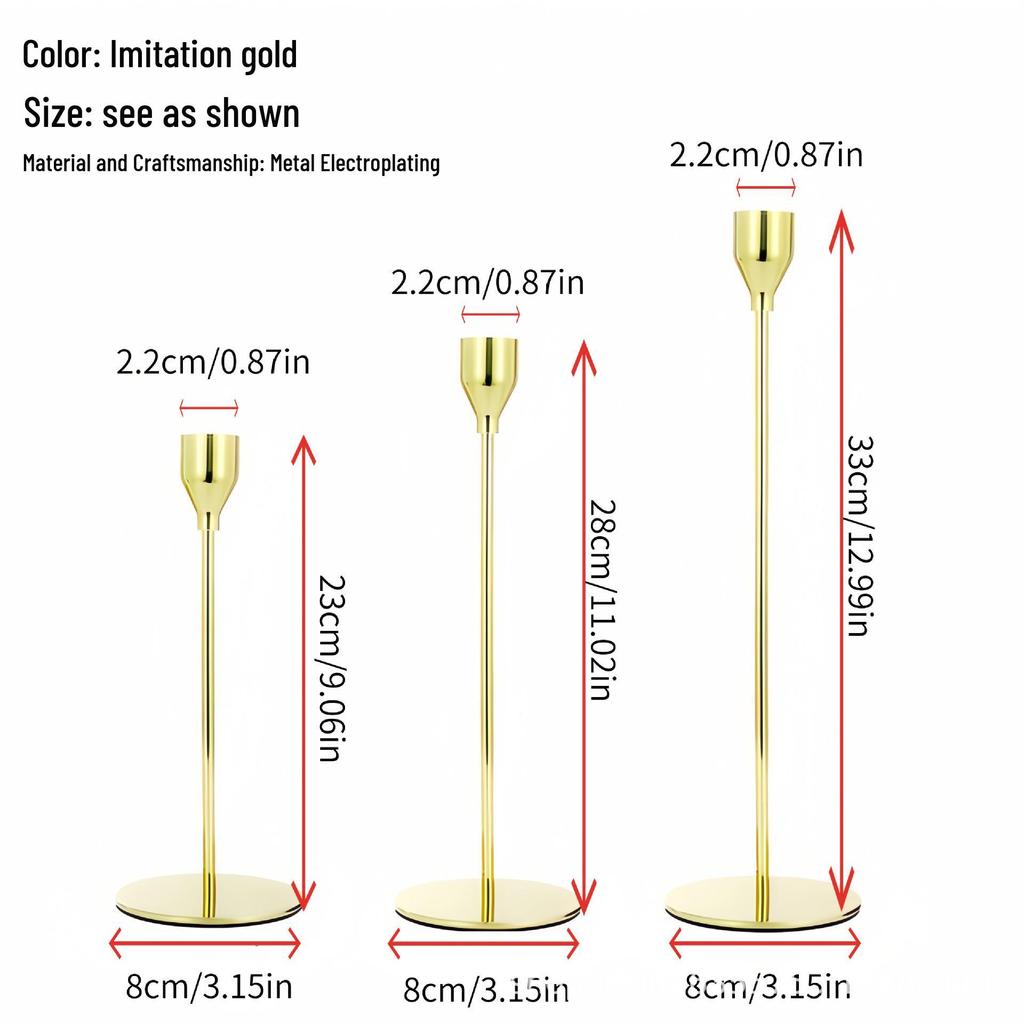 Elegant European Candle Holder Set: Electroplated Three-Piece Metal Ornament for High-End Dining and Wedding Décor.