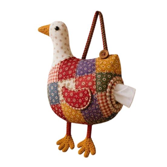 DIY Patchwork Tissue Box Cover Kit, Farm Animal Shape, Beginner-Friendly Sewing Material Set, Tissue Holder for Beginners Home Decor