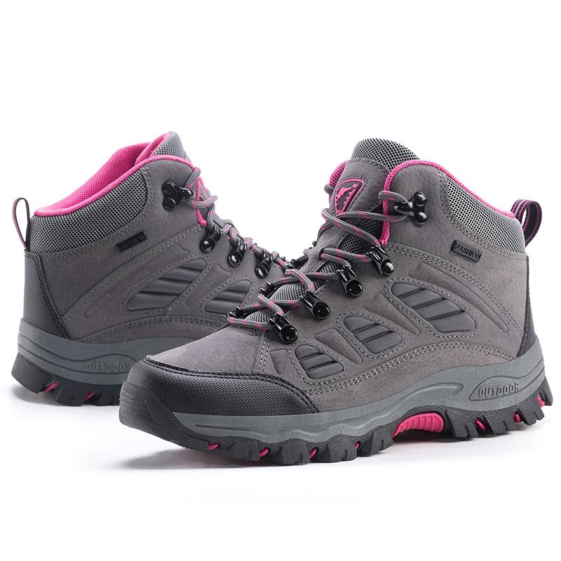 Non Slip Wear Resistant High Top Men Hiking Shoes Outdoor Platform Travel Walking Shoes