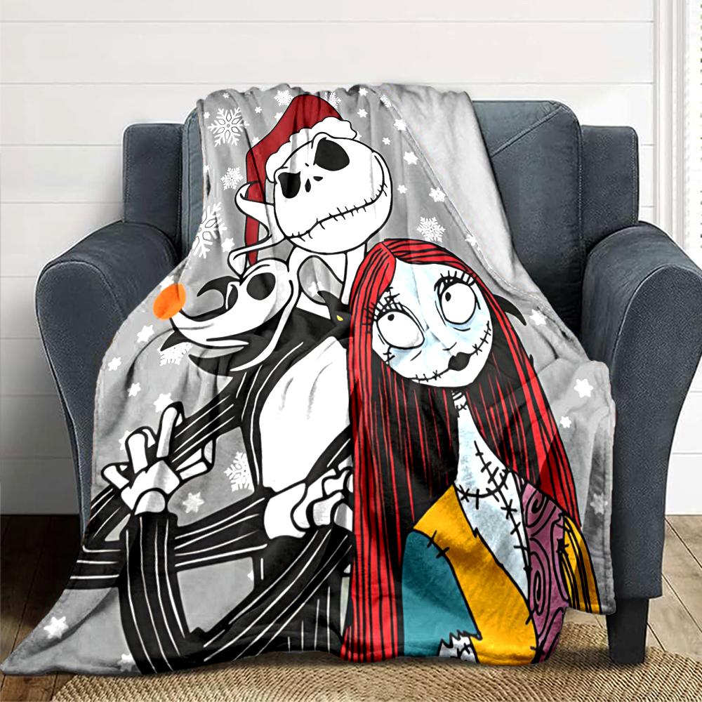 1Pc Christmas Nightmare Before Christmas Blanket Soft Throw Blanket For Home Bedroom Bed Sofa Travel Office Solid Christmas Blanket