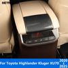 For Toyota Highlander Kluger XU70 -2024 2025 Carbon Fiber Armrest Storage Box Panel Cover Trim Sticker Interior Accessories