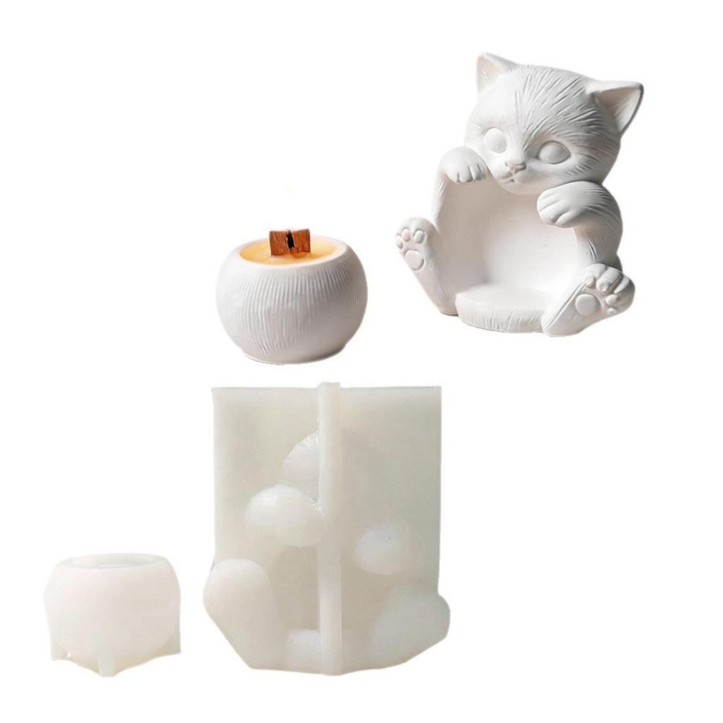 Versatile Sitting Cats Silicone Stand Mold Perfect for Making Decorative Candle Holder Craft Projects and Soap Making