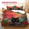 Cute Cat Pattern Bedding Quilt Set  Home Decoration  Gift (1 * duvet cover + 2 * pillowcase  without core)