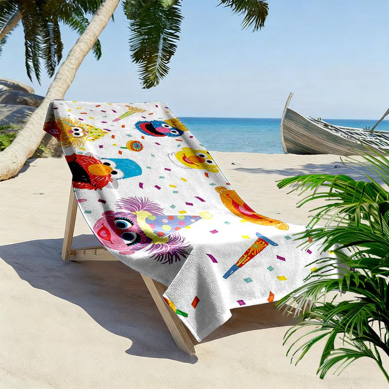 Sesame Street Print Beach Towel, Large Soft Quick Dry Towel for Beach Camping Swimming