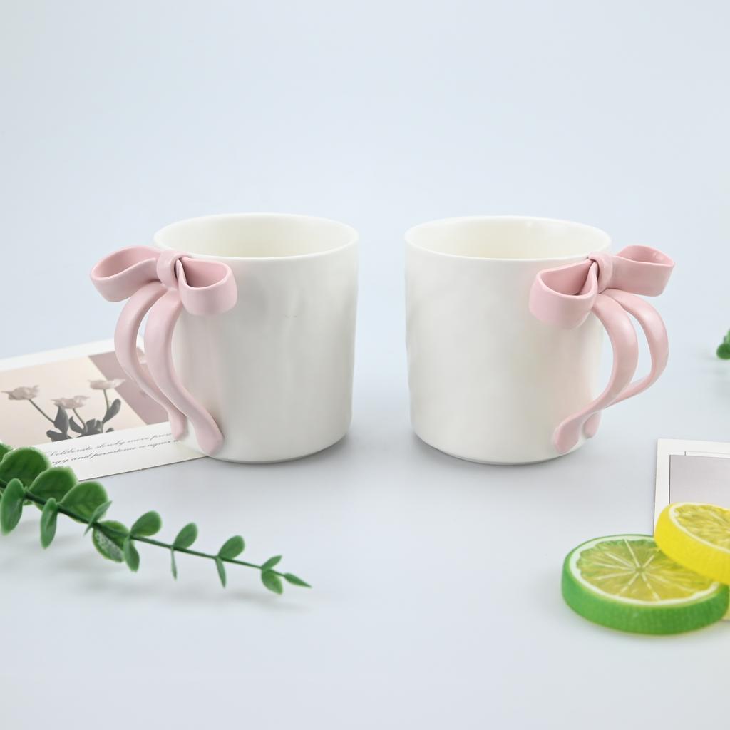 1 ks Hrnek ve tvaru mašle, Růžový trojrozměrný hrnek na kávu ve tvaru mašle, Vysoká estetická hodnota, Smysl pro design