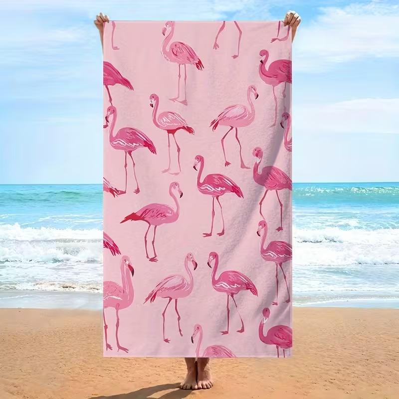 Rosa Flamingo Print Strandtuch Tropischer Sommer Übergröße Vogel Stranddecke Schnelltrocknend Leicht Saugfähig Handtuch für Strand