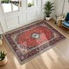 1Pc 2D Printed Velvet Carpet, Red Blue Persian Floral, Vintage Bohemian Geometric, Machine Washable, Multi-Size Home Decor Rug f
