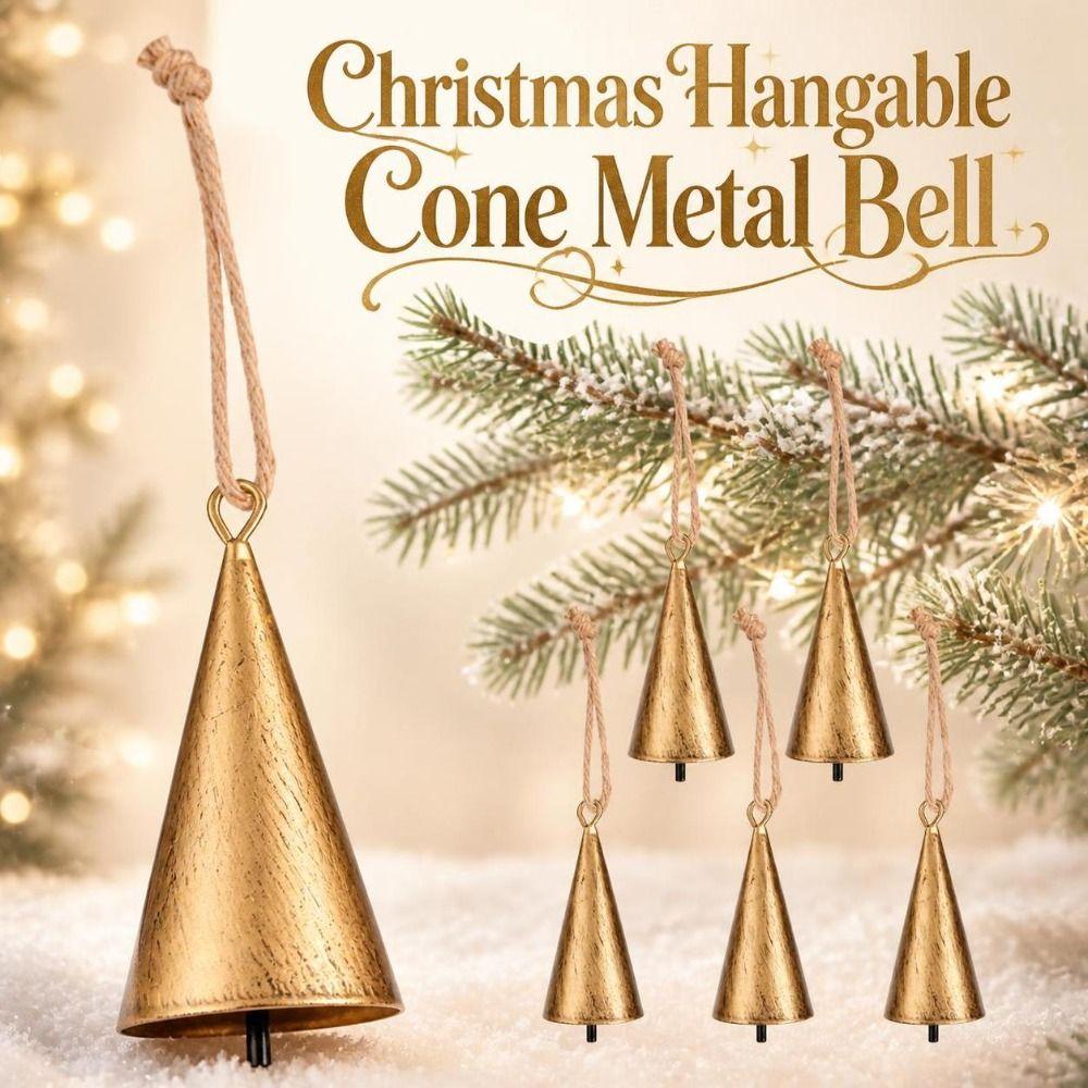 Hangable Christmas Cone Metal Bell Conical Craft Bell New Hanging Bell  Festival Ornament
