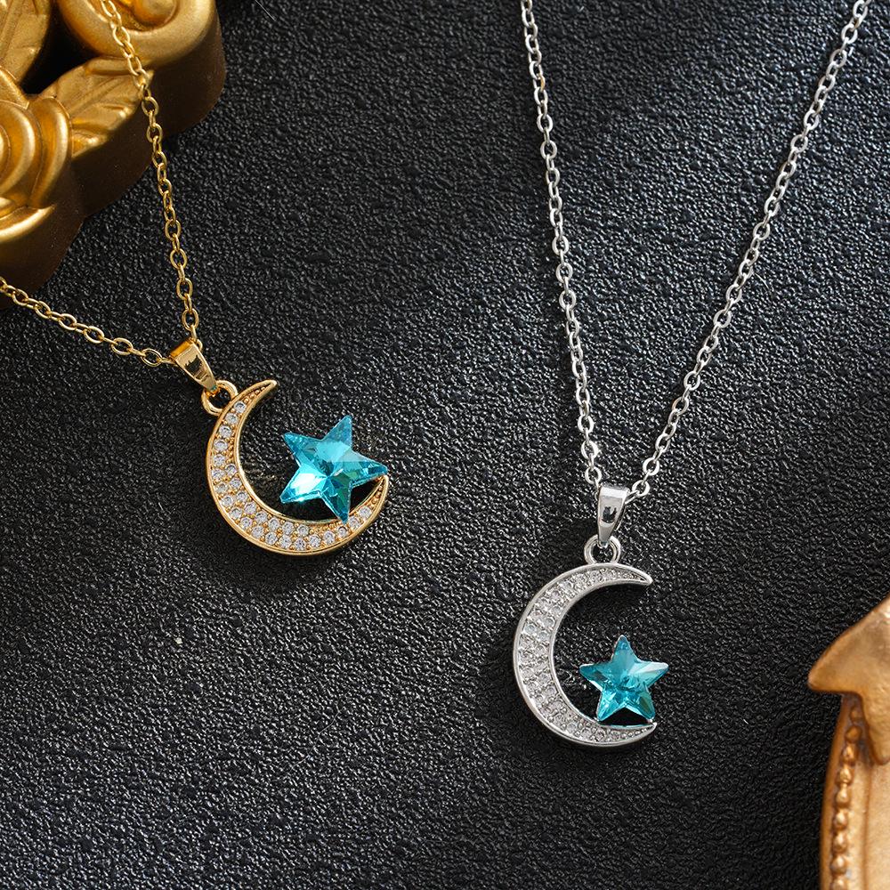 2026 Luxury Star Moon Pendant Necklace - Trendy High-End Simple Clavicle Chain