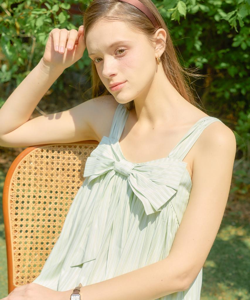 Salon De Yon Ribbon Point Sleeveless Long Dress_ Green