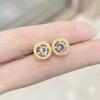 Korean Full Pave Zircon Hypoallergenic Round Stud Earrings