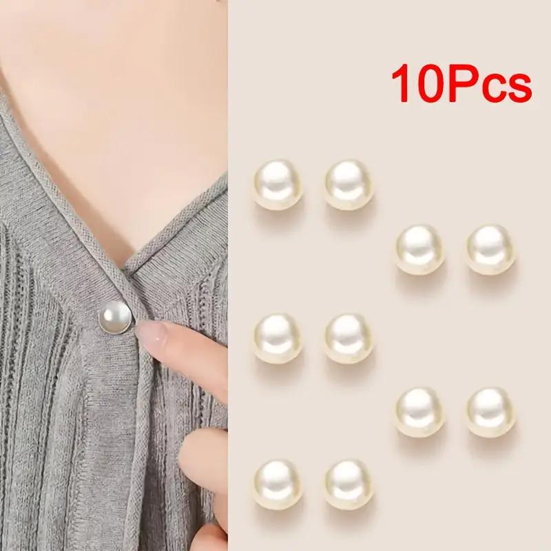 

For Shoes Hats Bags Shawls Collar Needle Buckle Fixed Pin Brooch 10pcs Pearl Button Pins DIY Decorative Safety Button Covers