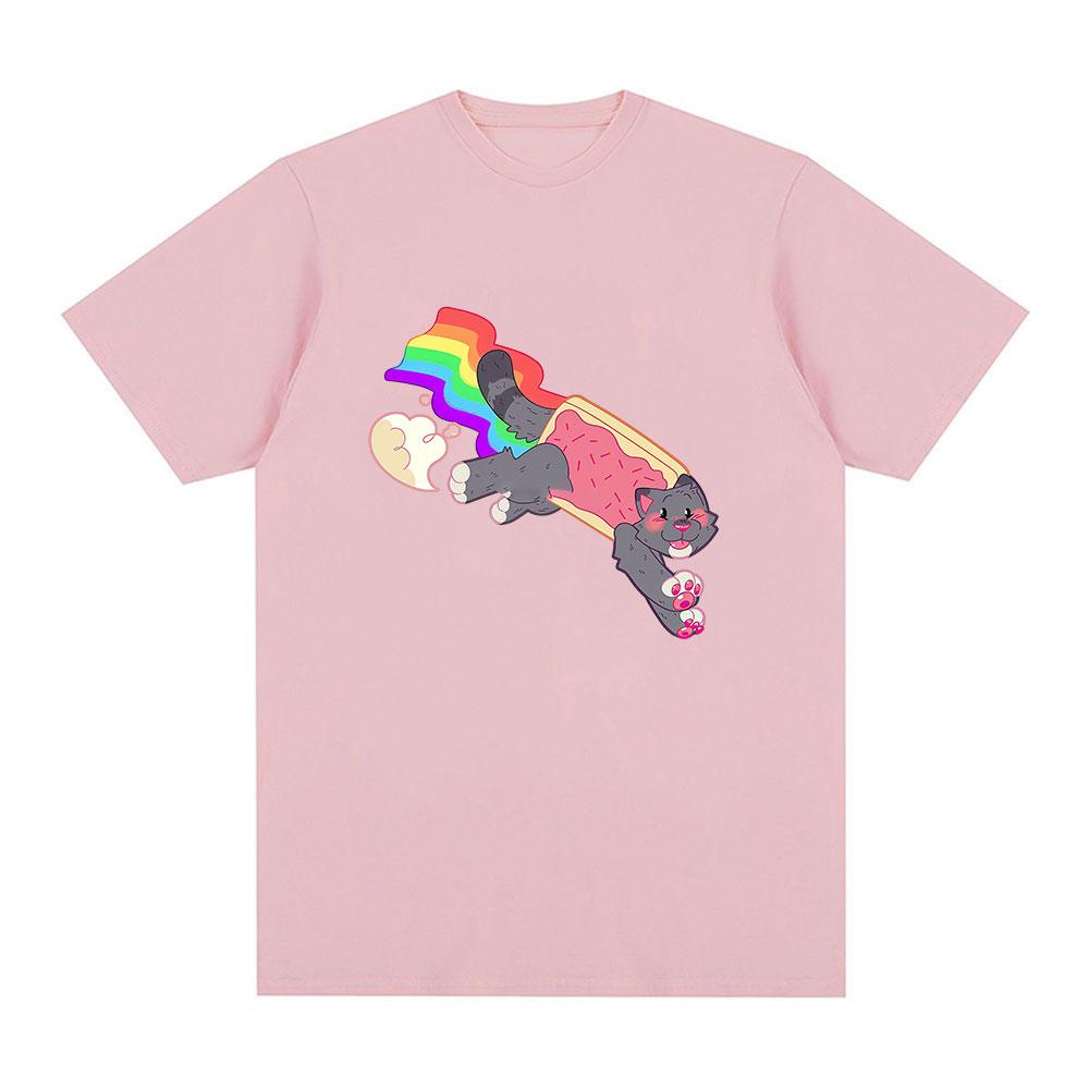 Cute Kawaii Nyan Rainbow Cat Funny Meme Tshirt Unisex Women Clothing Fashion Casual Cotton Tshirts Harajuku Short Sleeves T Shirt