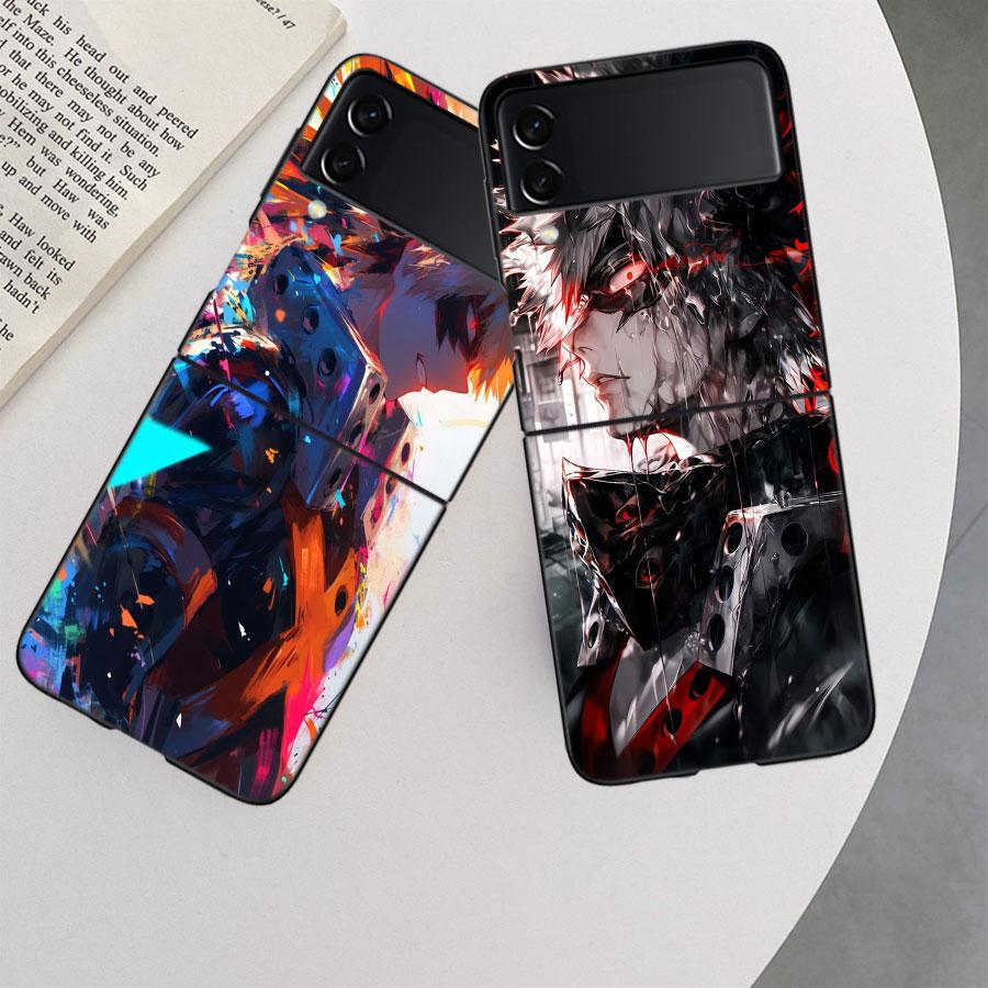 My Hero Bakugou Katsuki Phone Case For Samsung Z Flip 7 6 5G Galaxy Z Flip 5 4 3 Black Hard Cell Cover Luxury PC Shell Coque